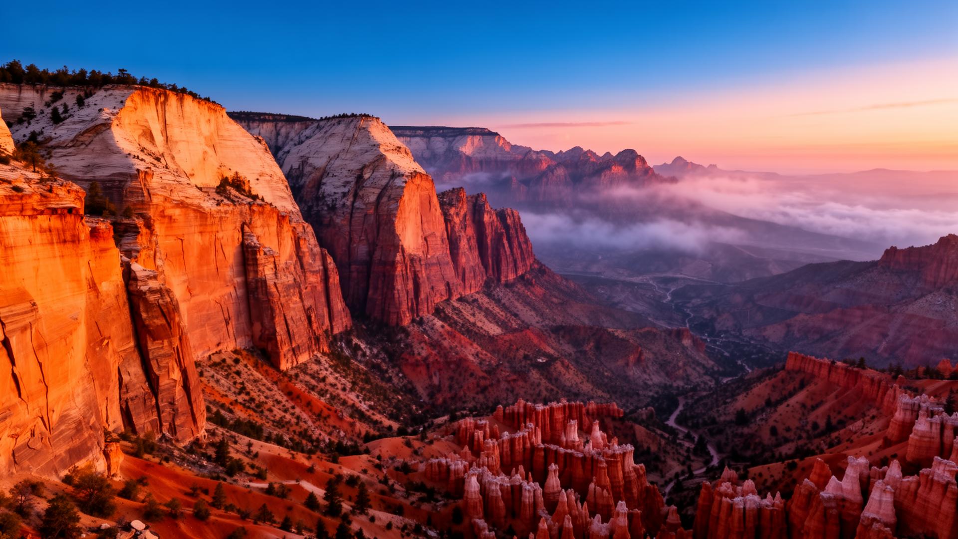 Utah's red rock canyons at golden hour